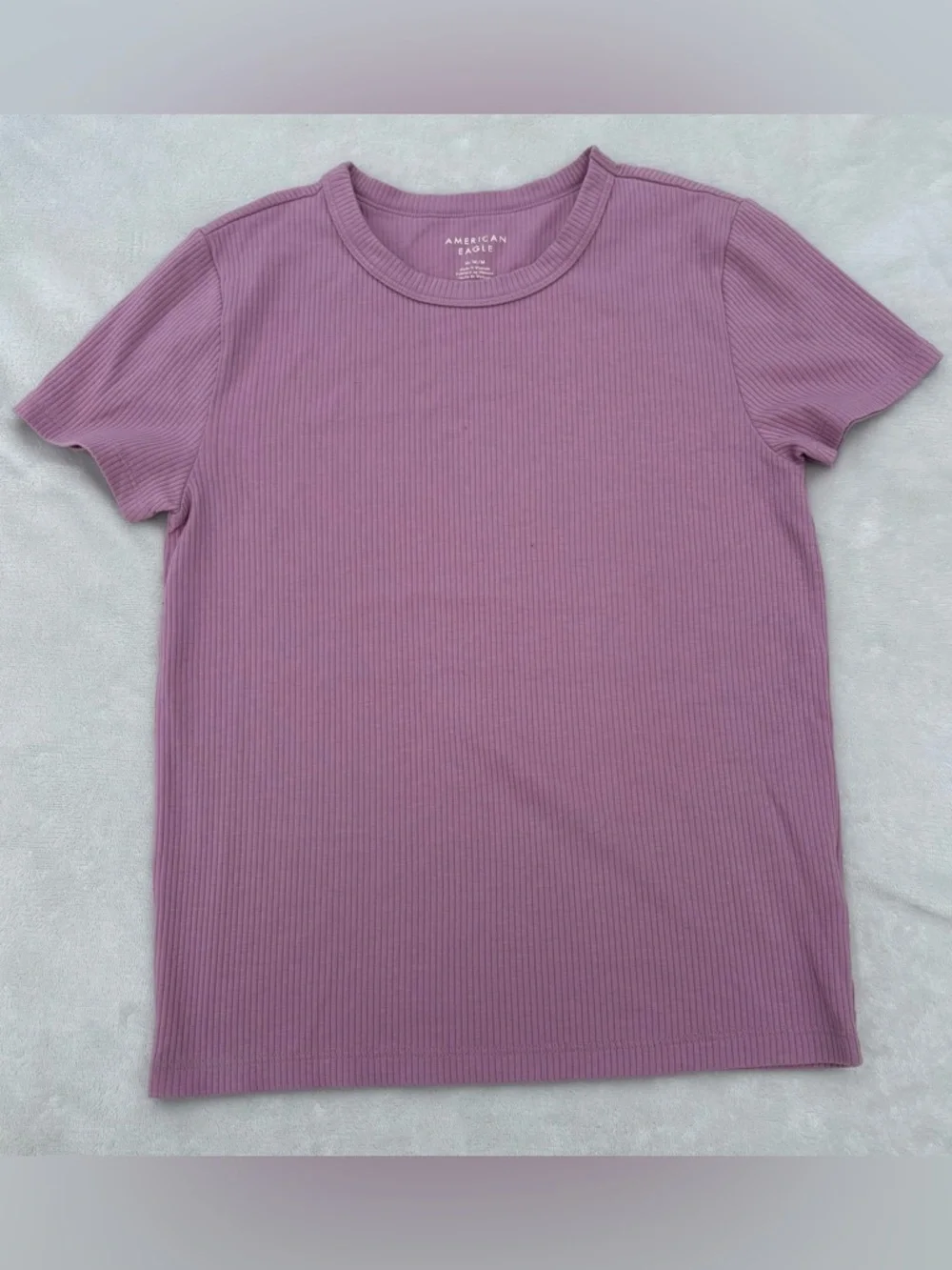 American Eagle Outfitters Ribbed Short Sleeve Tee - Mauve Pink - Picture 1 of 2